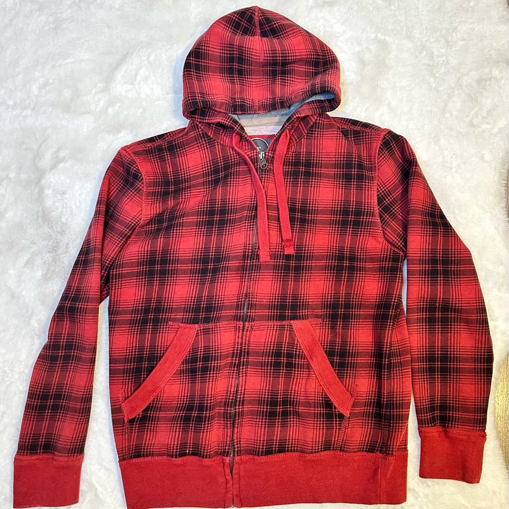 H&M Hooded Jacket Red Buffalo Plaid
